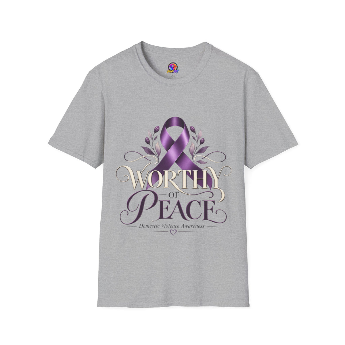 Worthy of Peace Purple Ribbon Domestic Violence  Awareness T-Shirt
