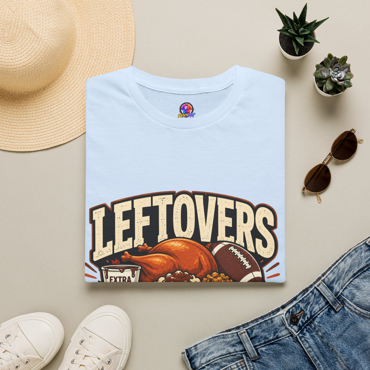 Thanksgiving T-Shirt Leftovers Legend T-Shirt — Thanksgiving Football Turkey Graphic Tee