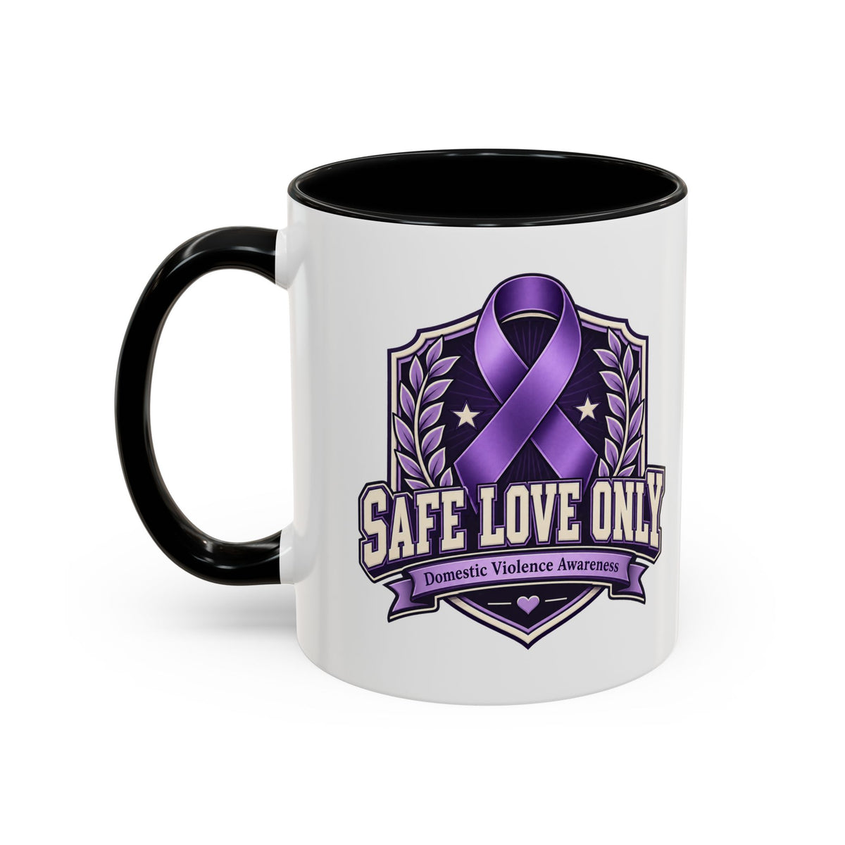 Coffee Mug — "Safe Love Only" Domestic Violence Awareness (Purple Ribbon)