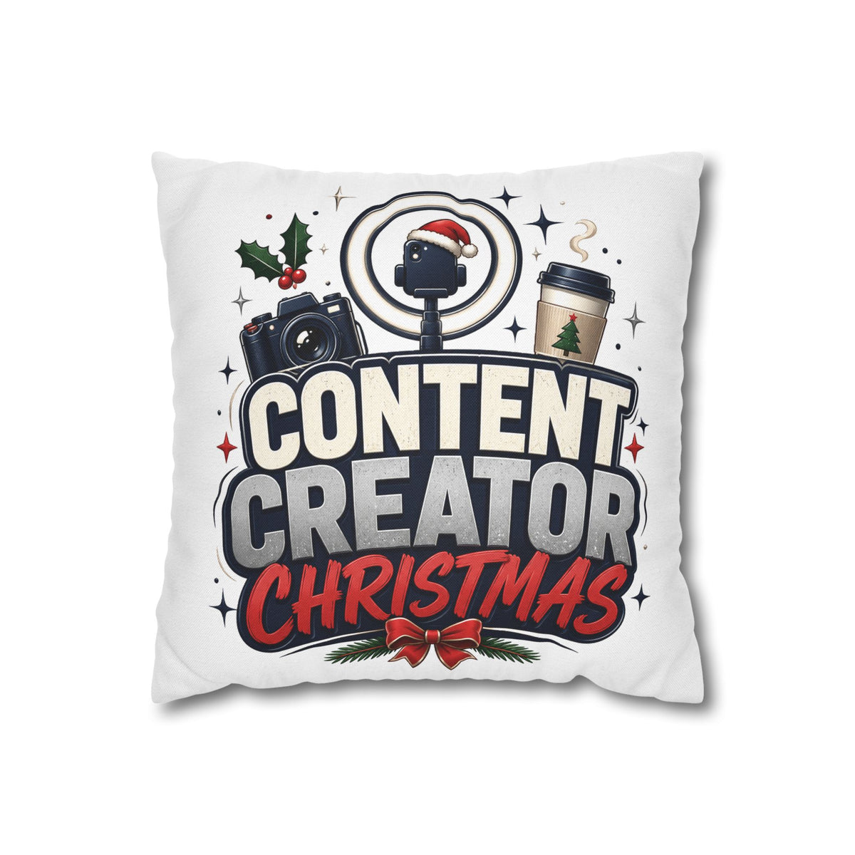 Content Creator Christmas Pillowcase Modern Day Christmas  — Holiday Social Media Creator Gift
