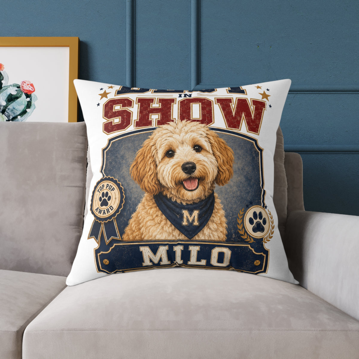 Best in Show Dog Pillow — Milo Bailey Dog Dad Mom  Personalized Milo Decorative Throw Pillow