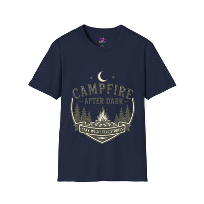 Campfire T-Shirt — "Campfire After Dark" Moonlit Camping Graphic