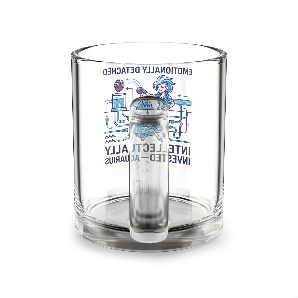 Aquarius Zodiac Coffee Mug Glass Mug — “Emotionally Detached, Intellectually Invested” Aquarius Zodiac Coffee Mug