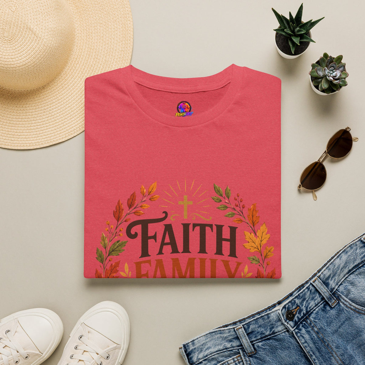 Thanksgiving T-Shirt Faith Family Thanks T-Shirt — Fall Pumpkin Thanksgiving Christian Tee