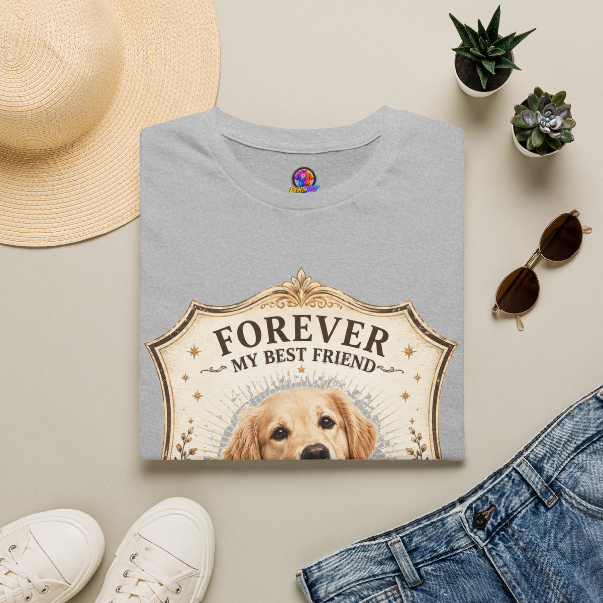Dog Memorial T-Shirt — "Forever My Best Friend" Personalized Golden Retriever Tribute