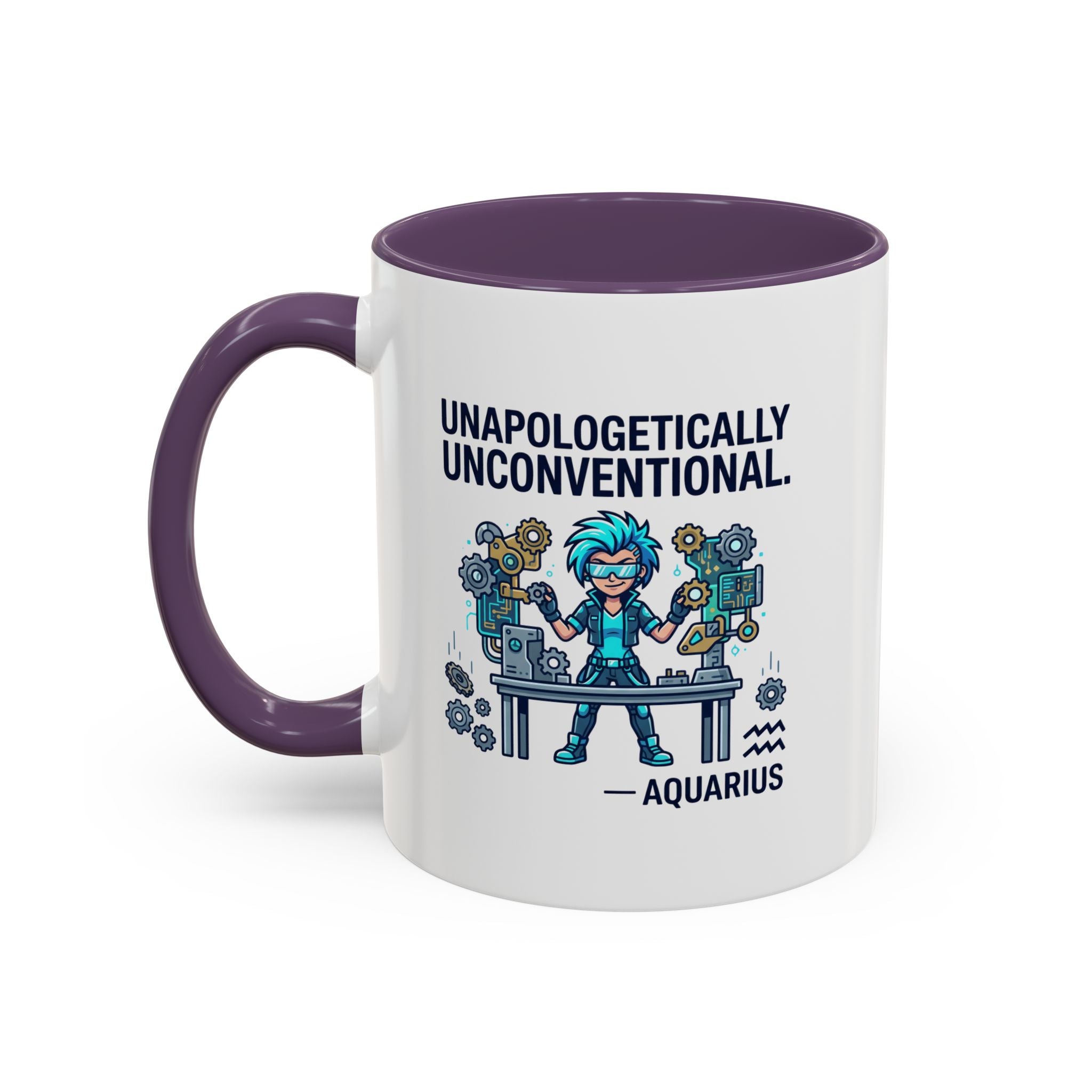 Aquarius Coffee Mug - "Unapologetically Unconventional" Zodiac Accent Mug 11oz
