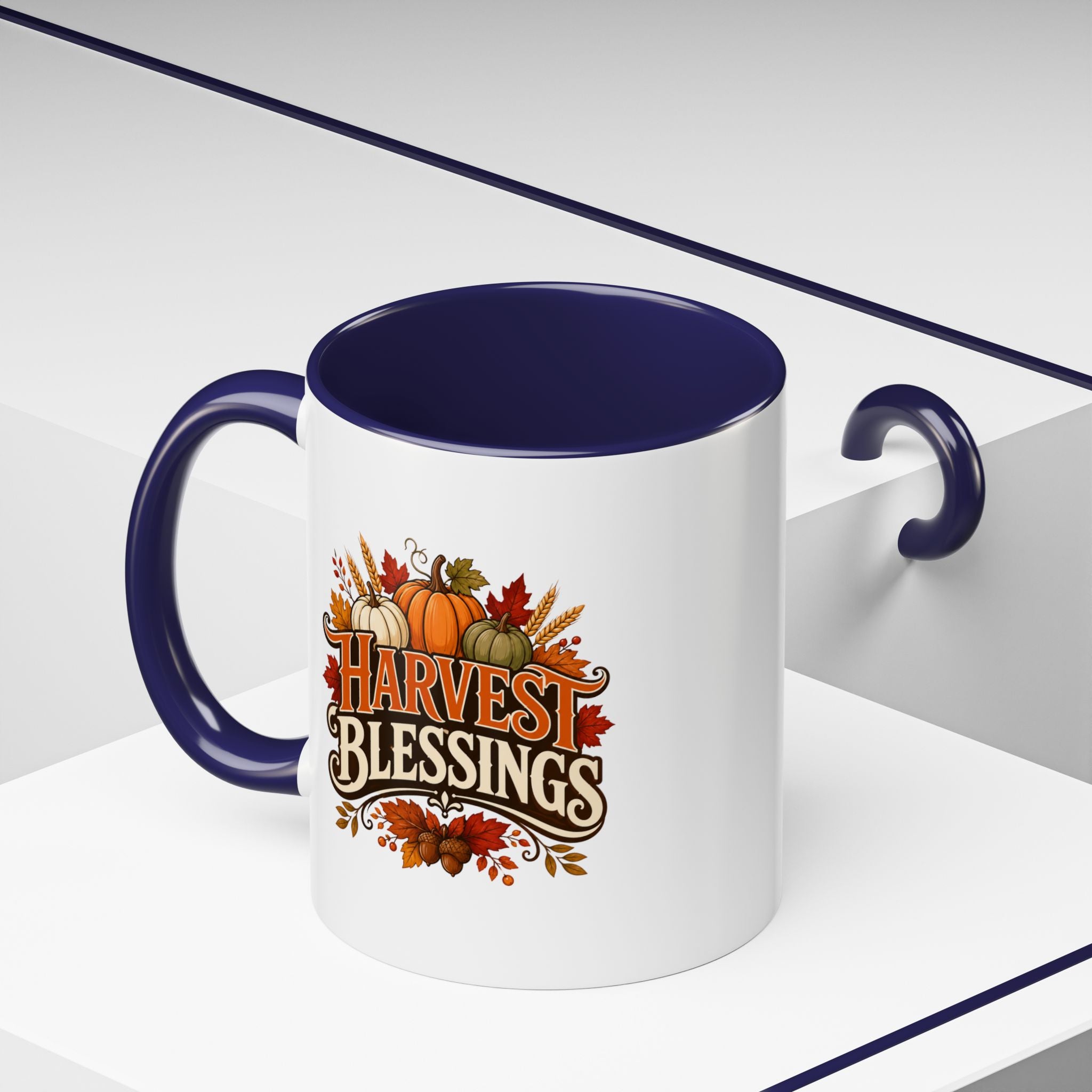 Thanksgiving Mug Harvest Blessings Coffee Mug — Thanksgiving Pumpkin Accent Mug