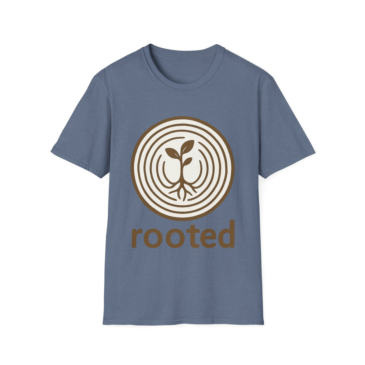 "Rooted" Retro Tree Ring Sapling Tee - Minimalist Earthy Growth Nature White T-Shirt - Trending Now - September 2026