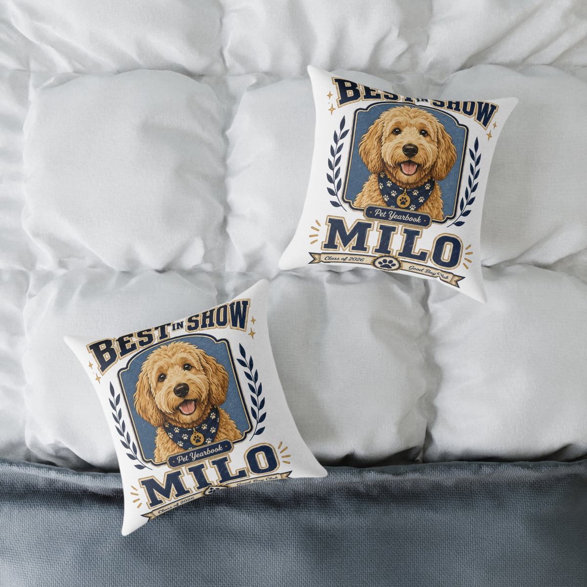 Dog Pillow  Milo Bailey Dog Dad Mom — "Best in Show Milo" Personalized Pet Portrait Throw Pillow