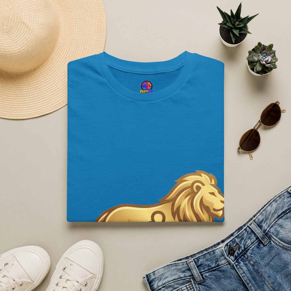 Leo Zodiac Lion T-Shirt — Gold Astrology Tee for Leo Birthdays & Zodiac Fans