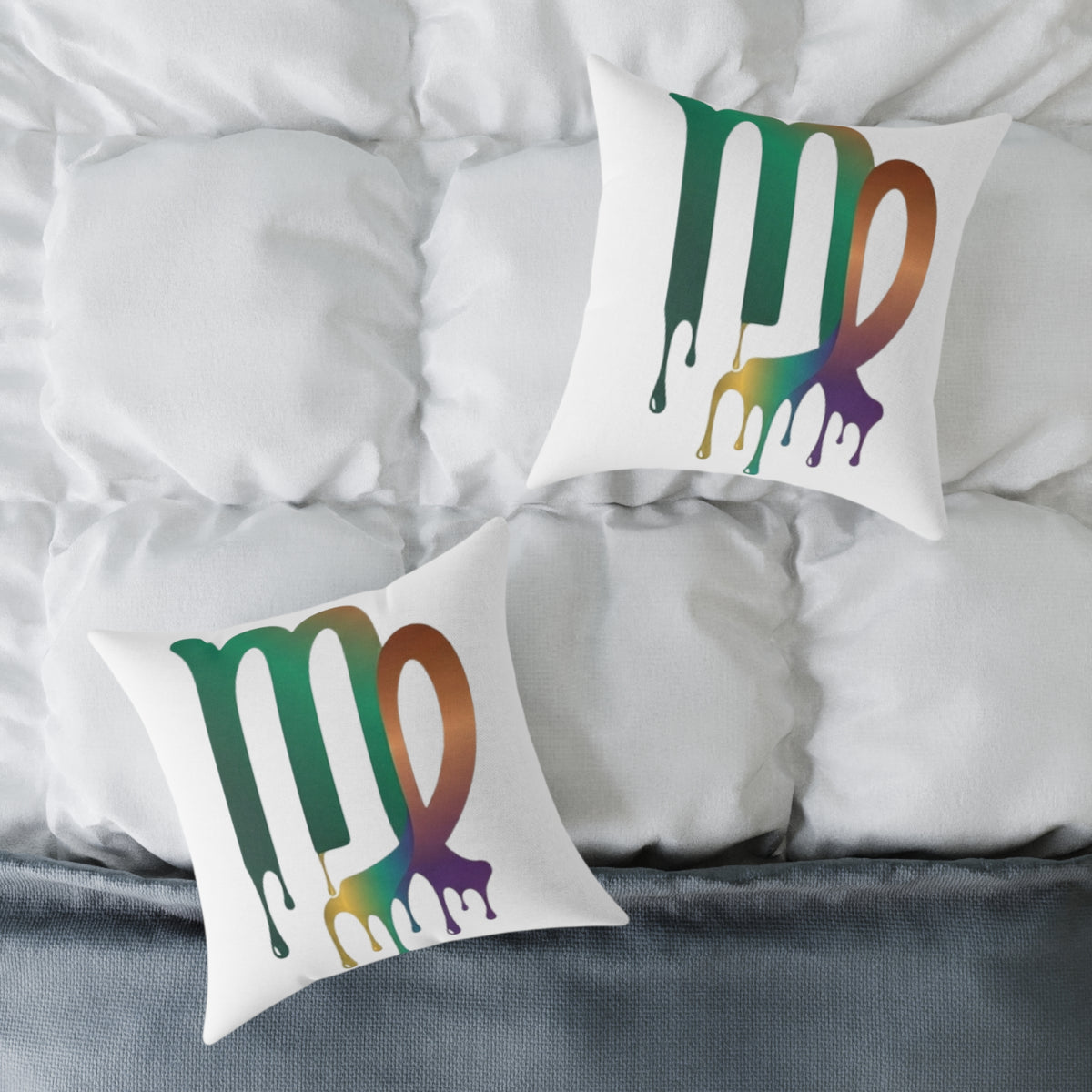 Dripping Virgo Zodiac Square Poly Canvas Pillow
