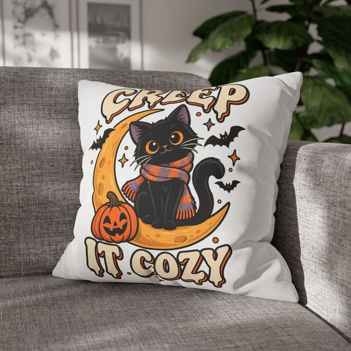 Creep It Cozy Halloween Cat Pillowcase