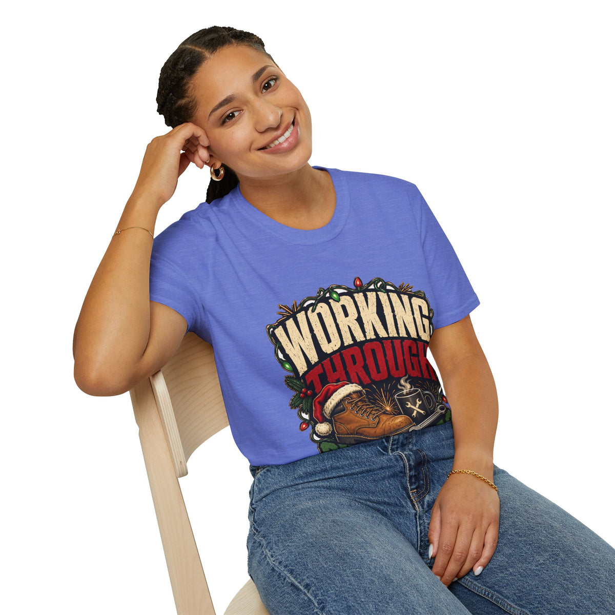 Working Through Christmas T-Shirt — Funny Holiday Nurse/Worker Gift