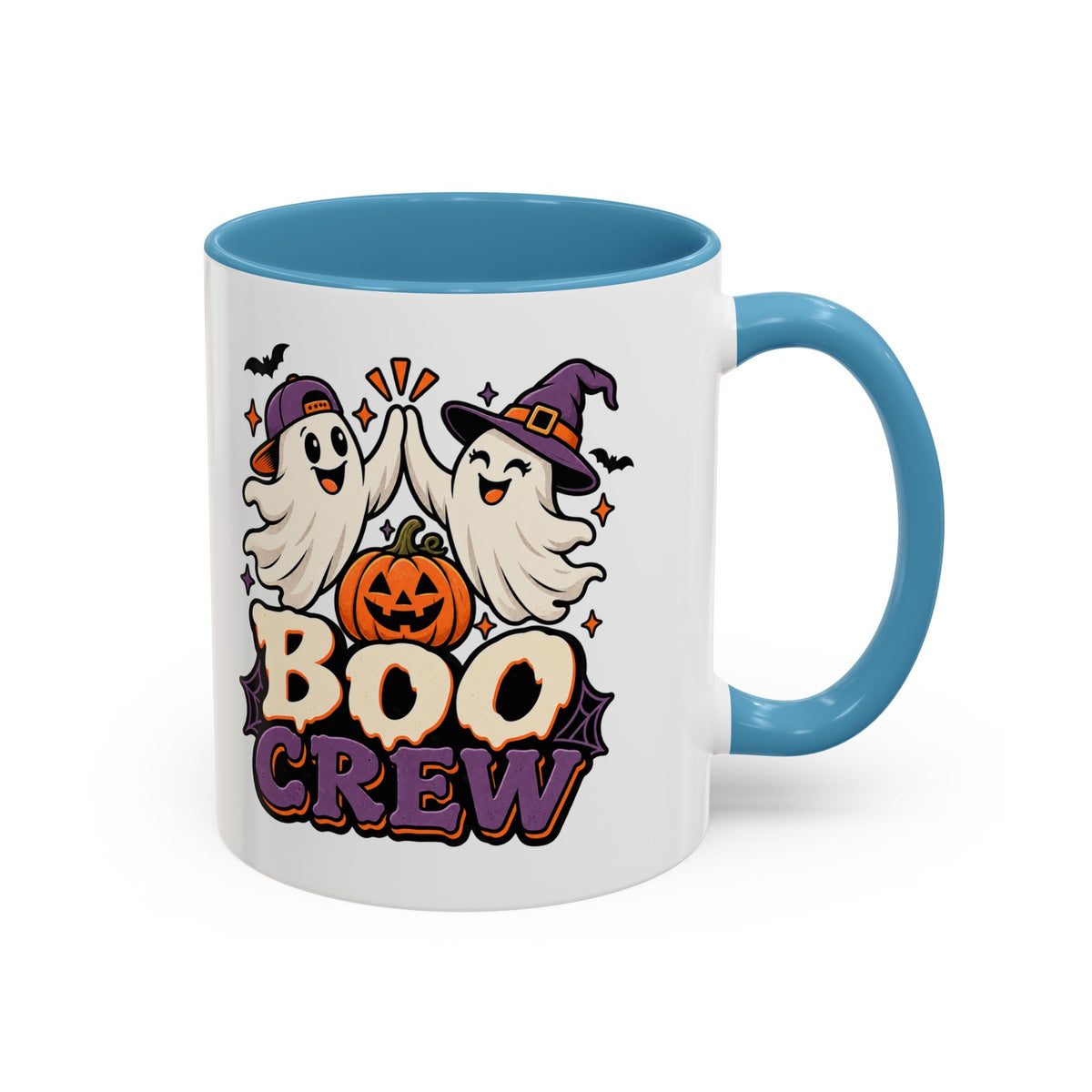 Boo Crew Halloween Accent Coffee Mug — Cute Ghosts & Jack-O'-Lantern Design (11/15 oz)
