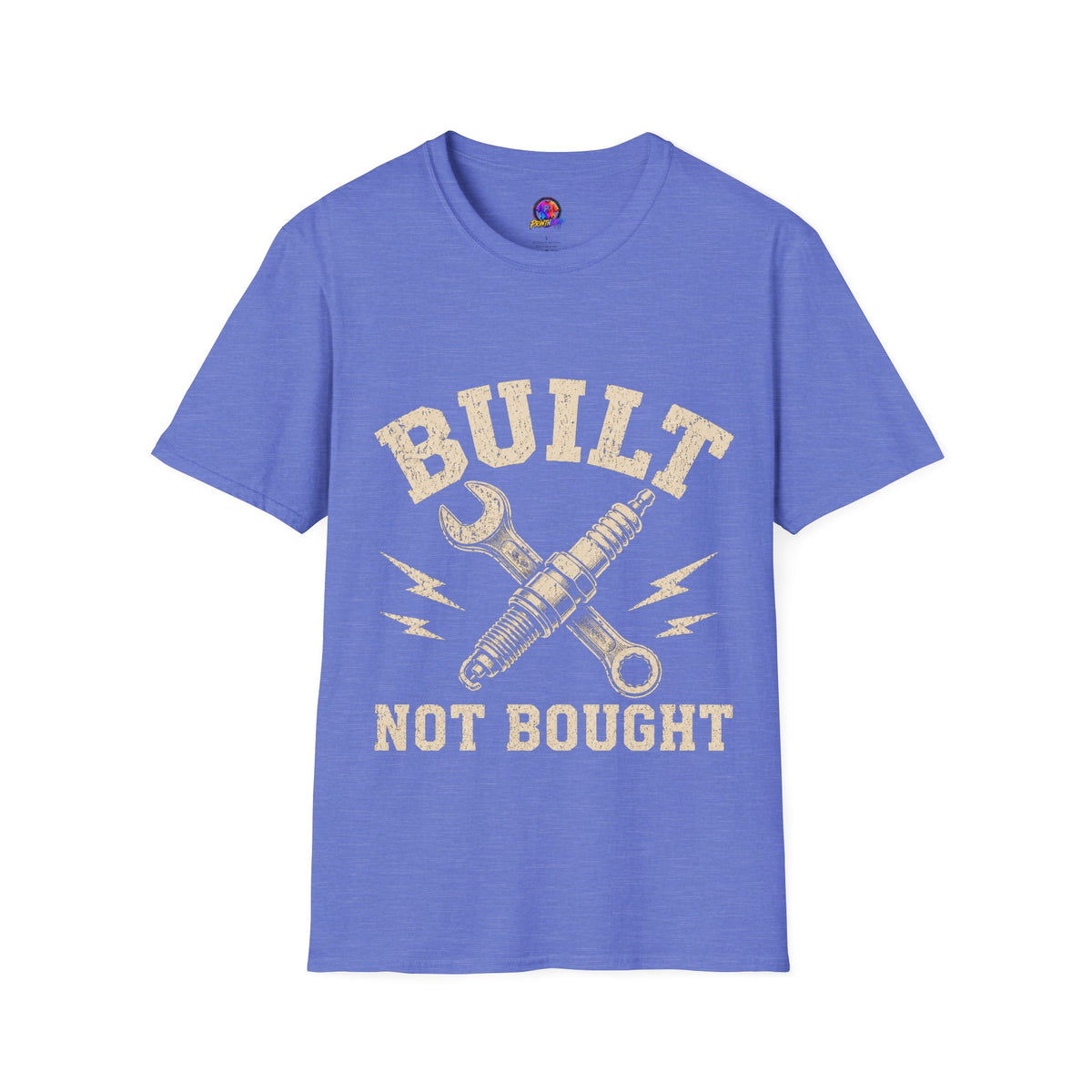 Built Not Bought T-Shirt — Mechanic Wrench & Spark Plug Vintage Tee