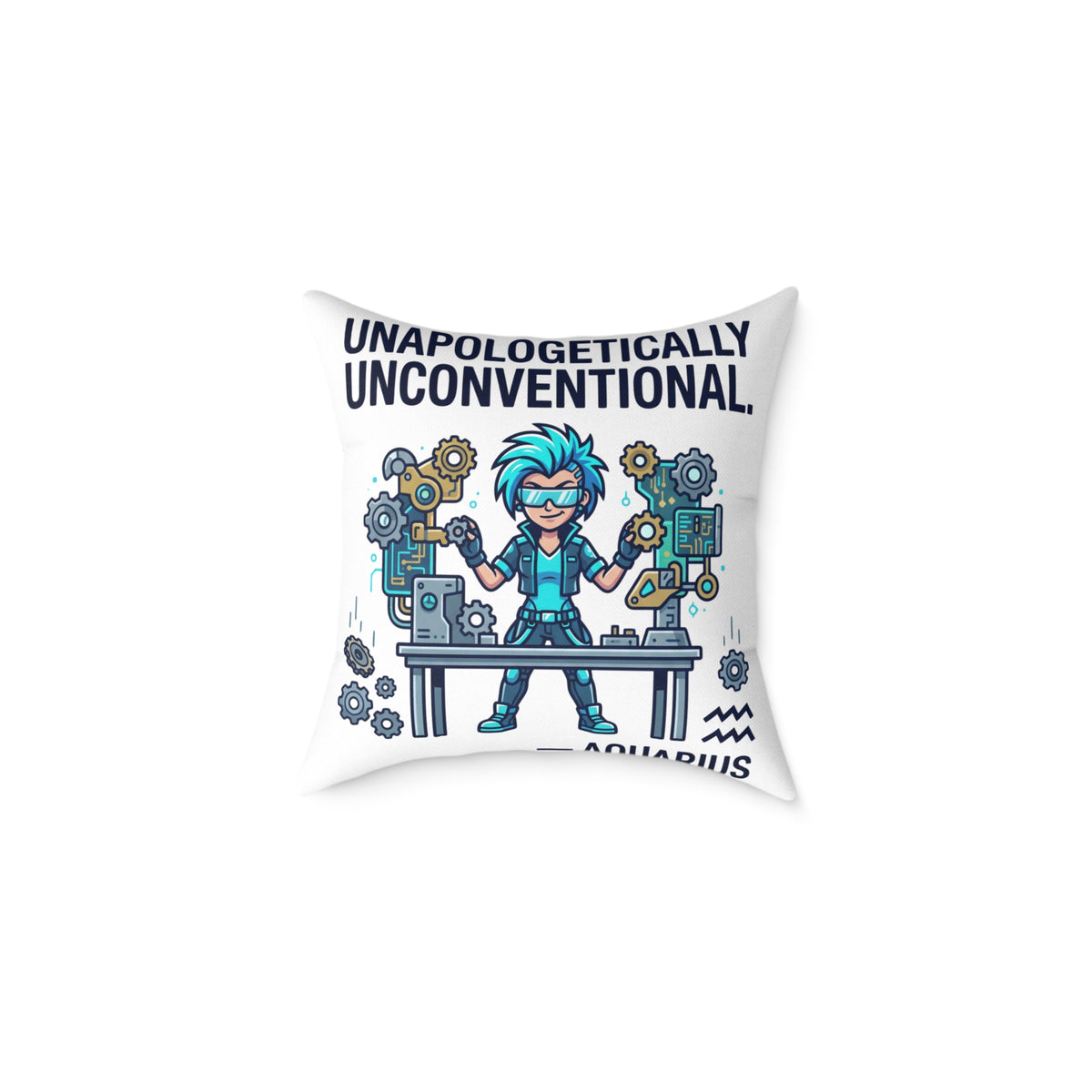 Aquarius Zodiac Unapologetically Unconventional Square Poly Canvas Pillow