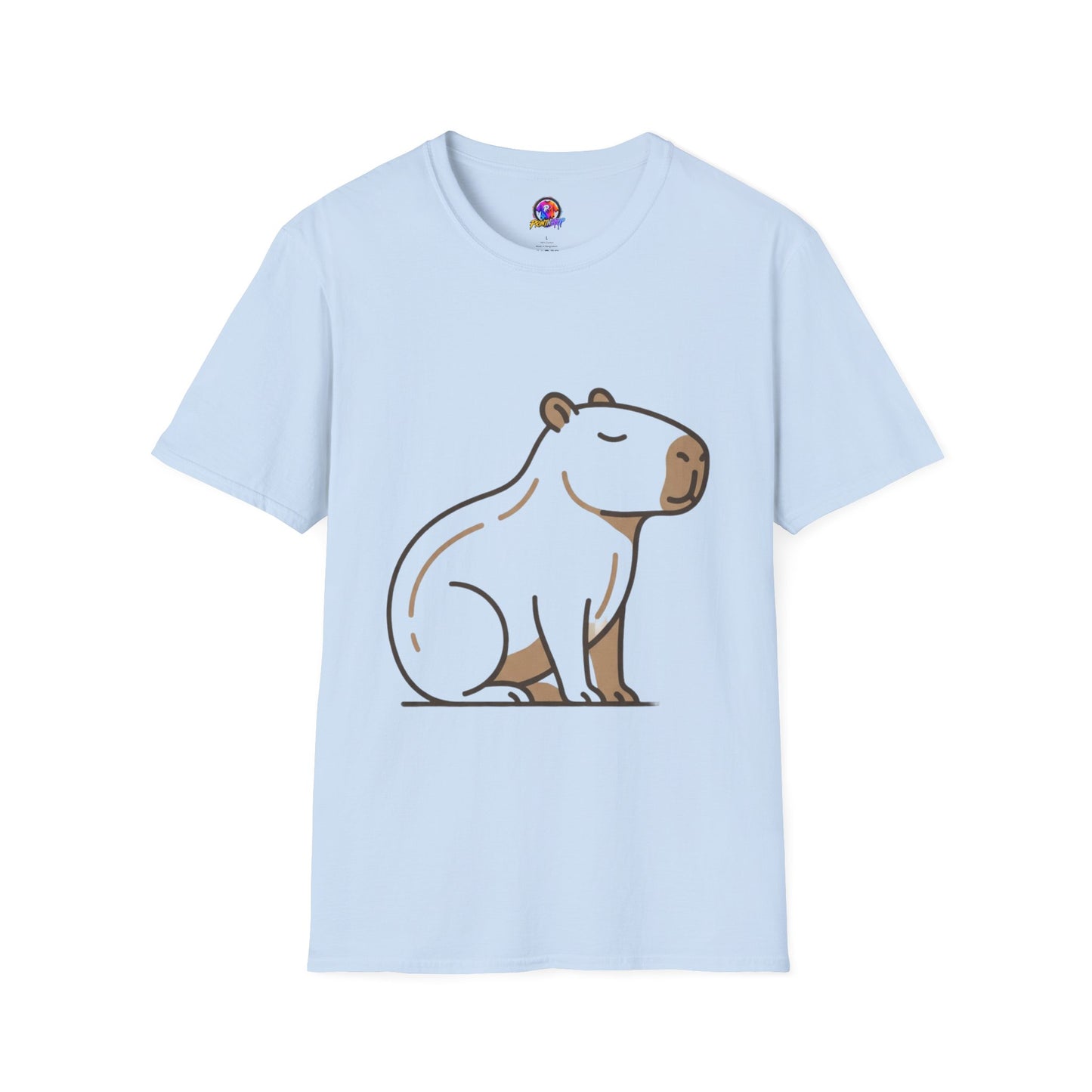 Cute Relaxed Capybara T-Shirt — Minimal Cartoon Capybara Graphic Tee