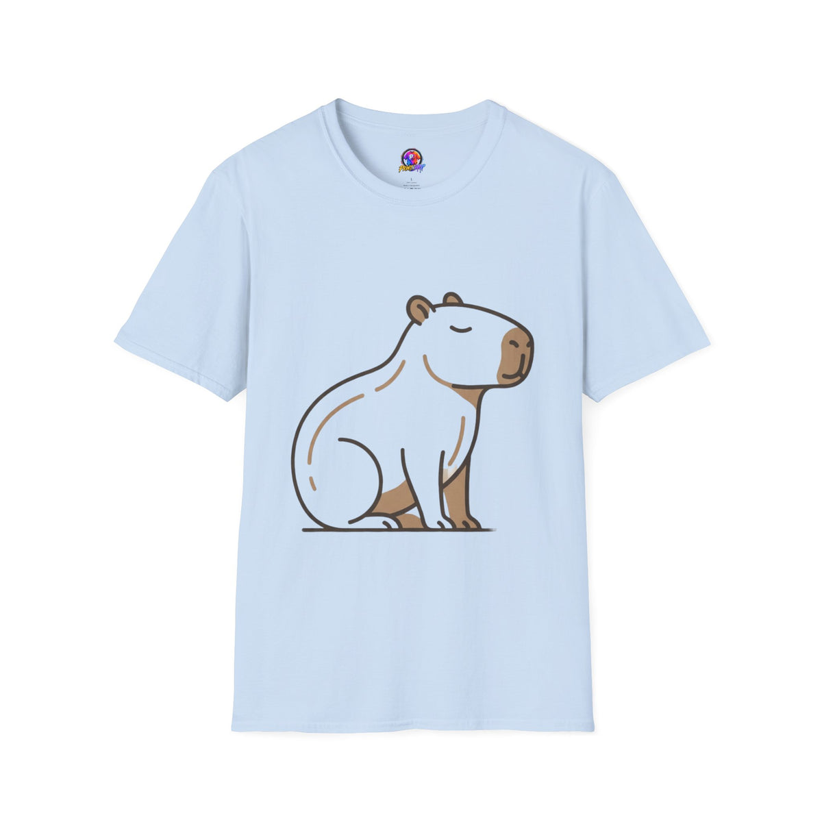 Cute Relaxed Capybara T-Shirt — Minimal Cartoon Capybara Graphic Tee