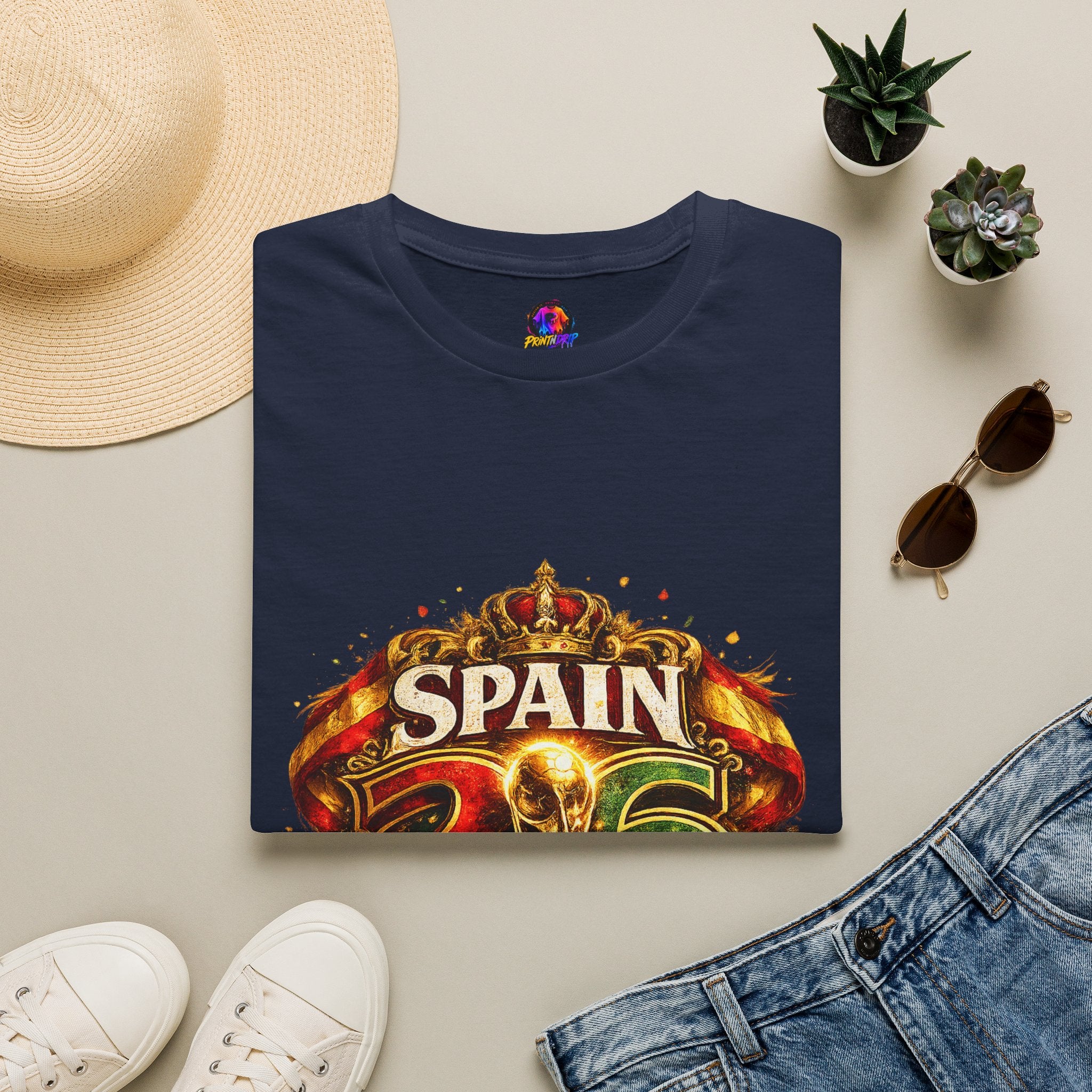 Spain 26 Graphic T-Shirt — Vintage Crowned Soccer Fan Tee