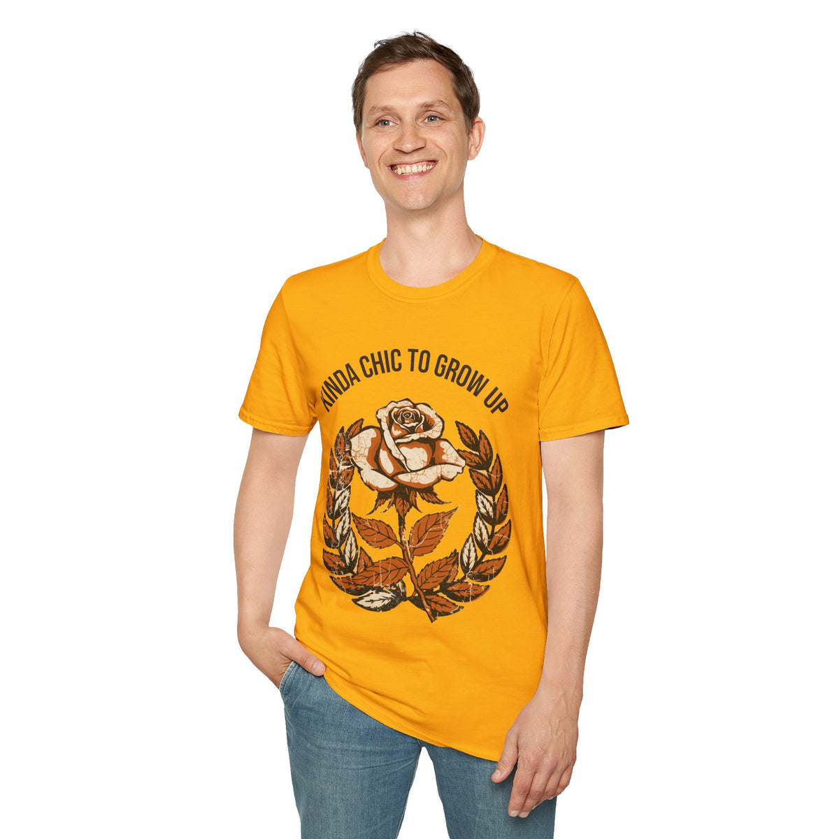 "Kinda Chic To Grow Up" Vintage Rose Graphic Tee - Aesthetic Floral Inspirational White T-Shirt - Trending Now - September 2026