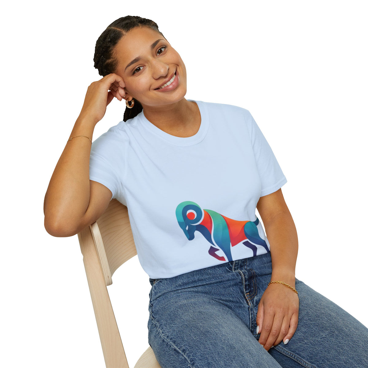 Aries Zodiac  Colorful Ram T-Shirt — Abstract Multicolor Aries Graphic Tee