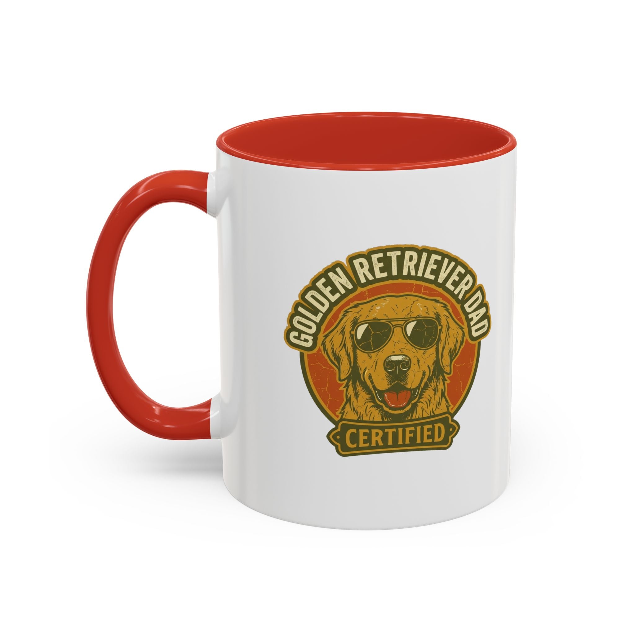 Funny Golden Retriever Dad Coffee Mug — "Certified" Dog Dad Accent Mug