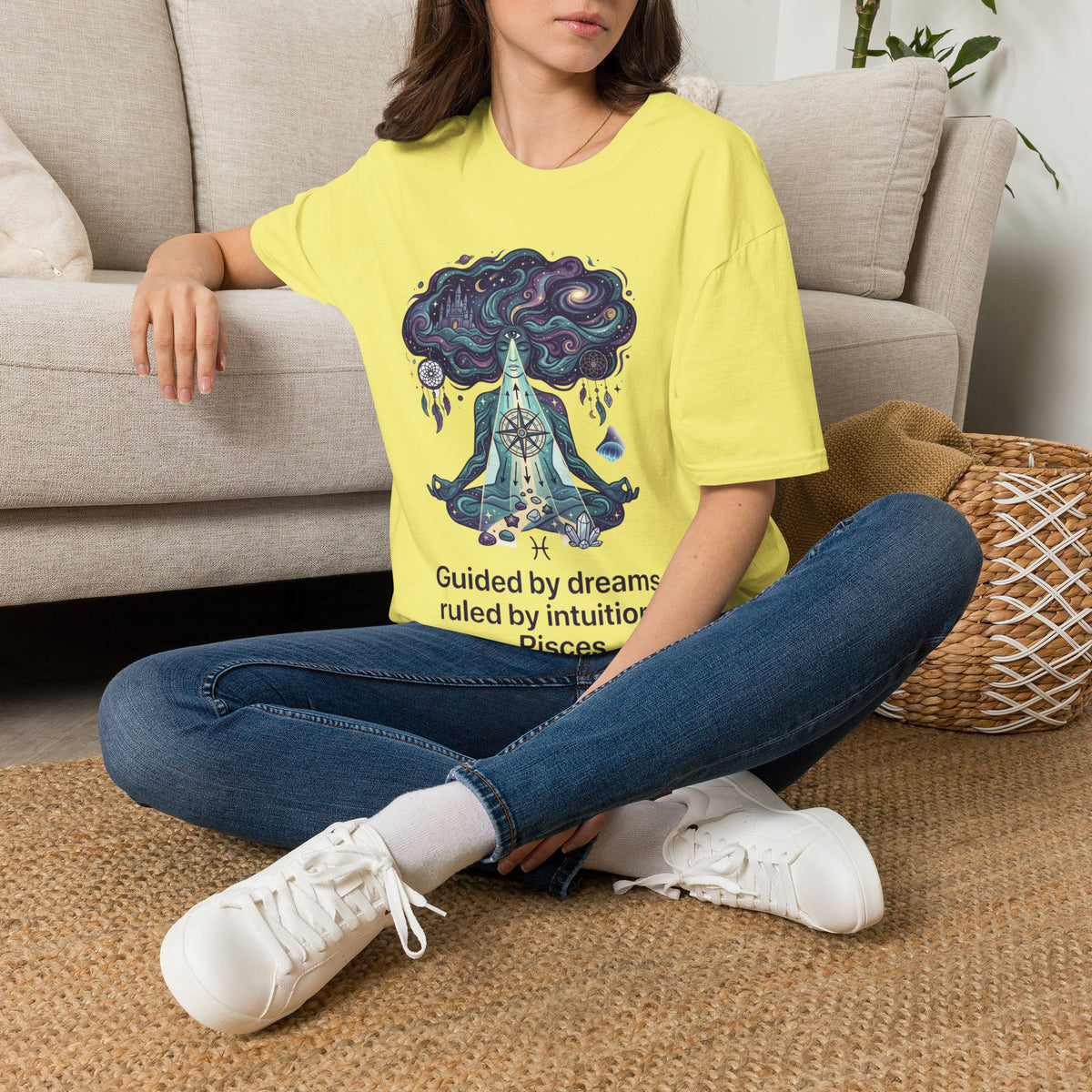 Pisces Zodiac Meditative Pisces T‑Shirt — 'Guided by dreams, ruled by intuition' Zodiac Tee