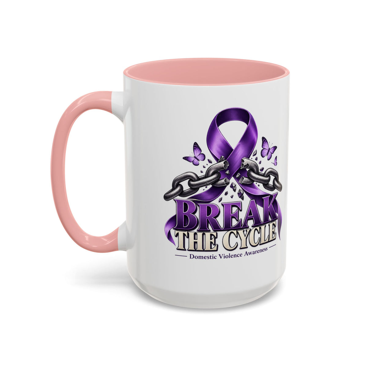 Break the Cycle Coffee Mug – Domestic Violence Awareness Purple Ribbon (11/15oz)