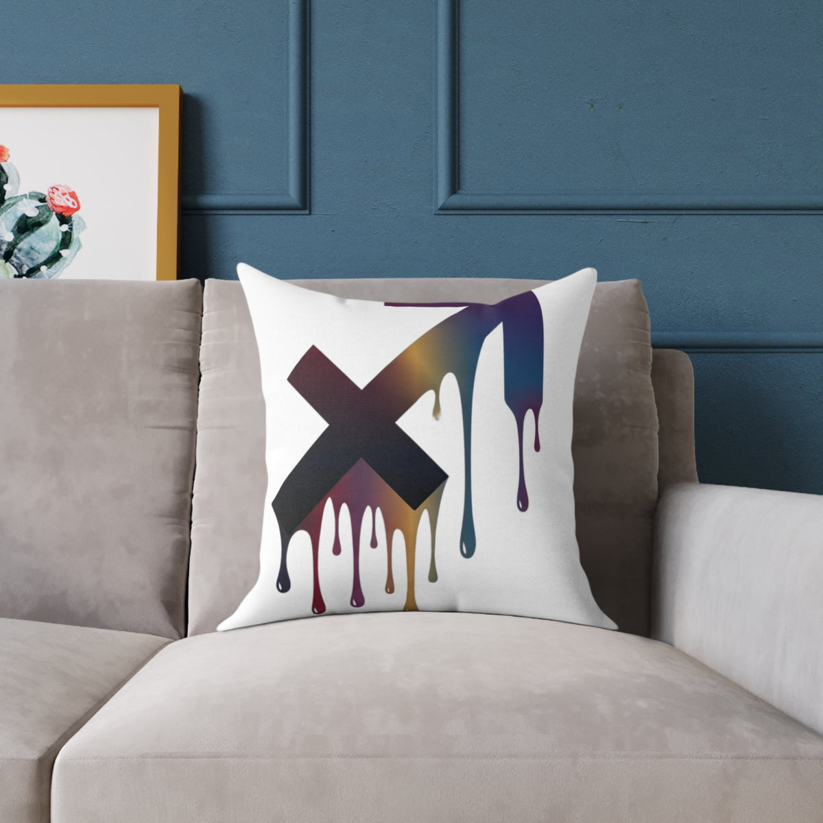 Dripping Sagittarius Zodiac Astrological Square Poly Canvas Pillow