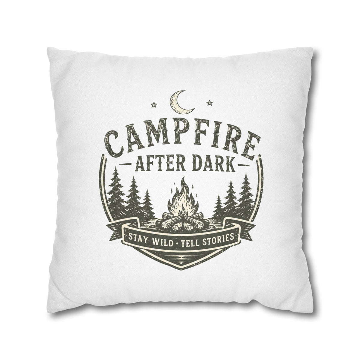 Campfire After Dark Pillowcase Milo Bailey Dog Dad Mom — Rustic Camping Throw Pillow Cover