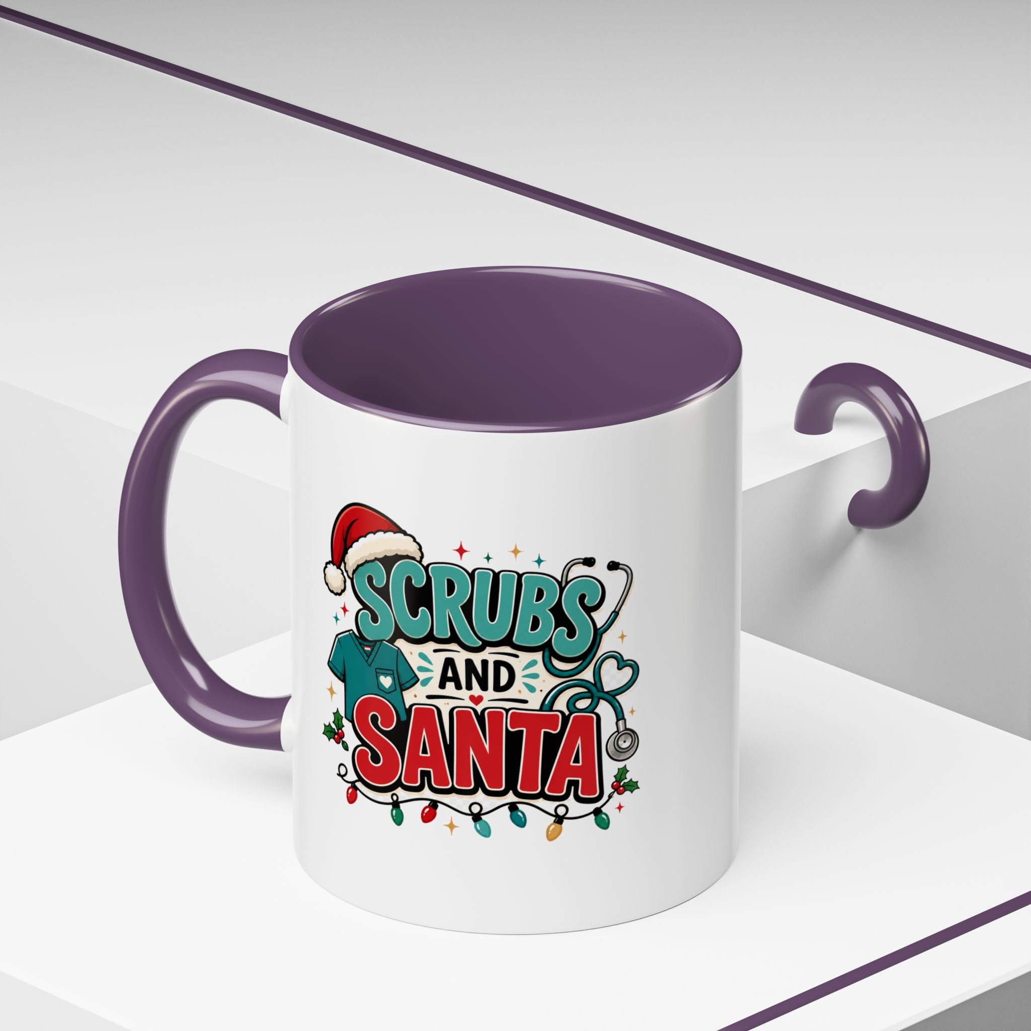 Modern Day Christmas Scrubs and Santa Coffee Mug — Funny Christmas Nurse Gift
