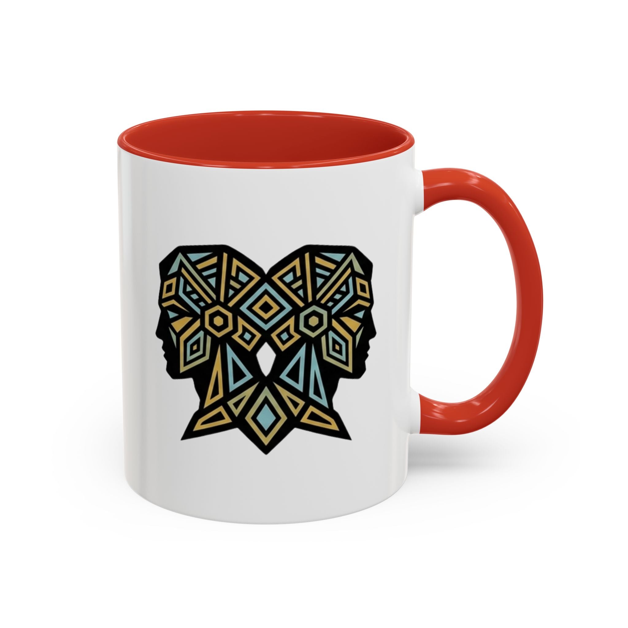 Geometric Elephant Accent Coffee Mug — Tribal Mosaic Design