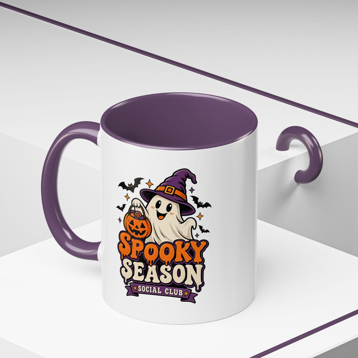 Spooky Season Coffee Mug — Cute Ghost Halloween Accent Mug (11/15oz)