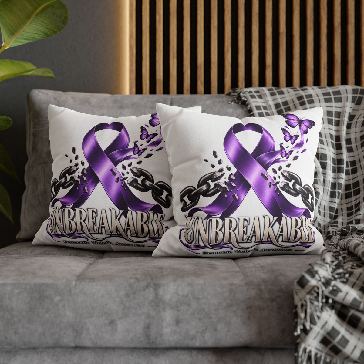 Domestic Violence Unbreakable Purple Ribbon Decorative Pillowcase
