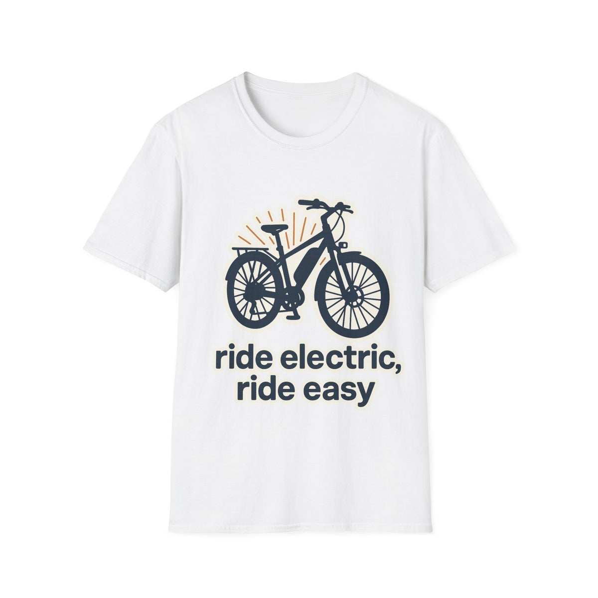 Ride Electric Ride Easy E-Bike Tee - Cute Minimalist Bicycle Graphic T-Shirt - Trending Now - September 2026