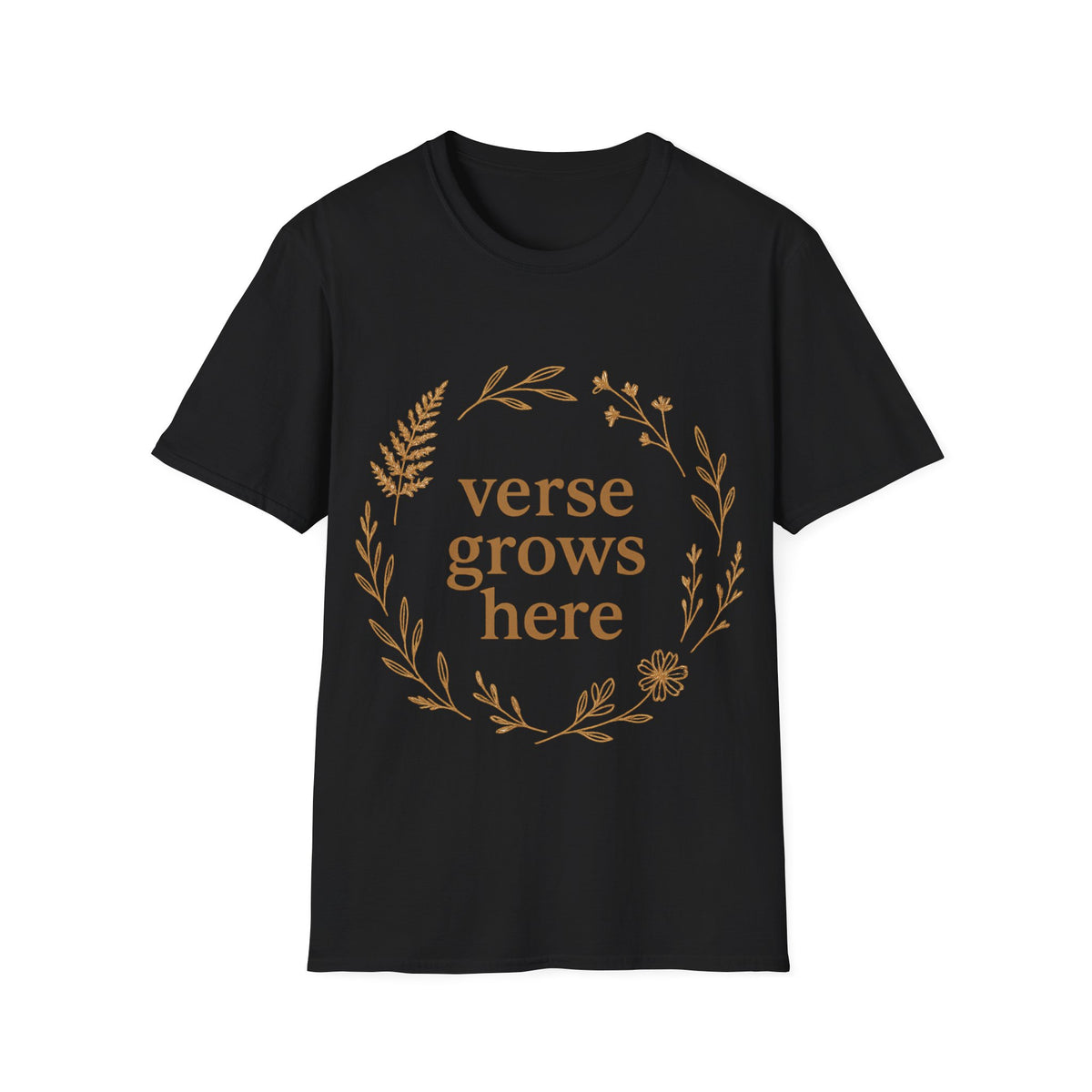 Verse Grows Here Elegant Floral Wreath T-Shirt, Cute Writer Poet Botanical Graphic Tee - Trending Now - September 2026