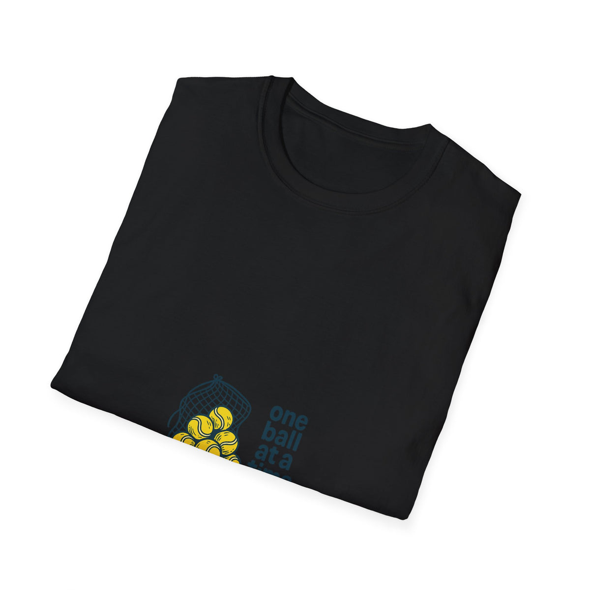 "One Ball At A Time" Retro Tennis Ball Basket Tee - Aesthetic Mindfulness Sports White T-Shirt - Trending Now - September 2026