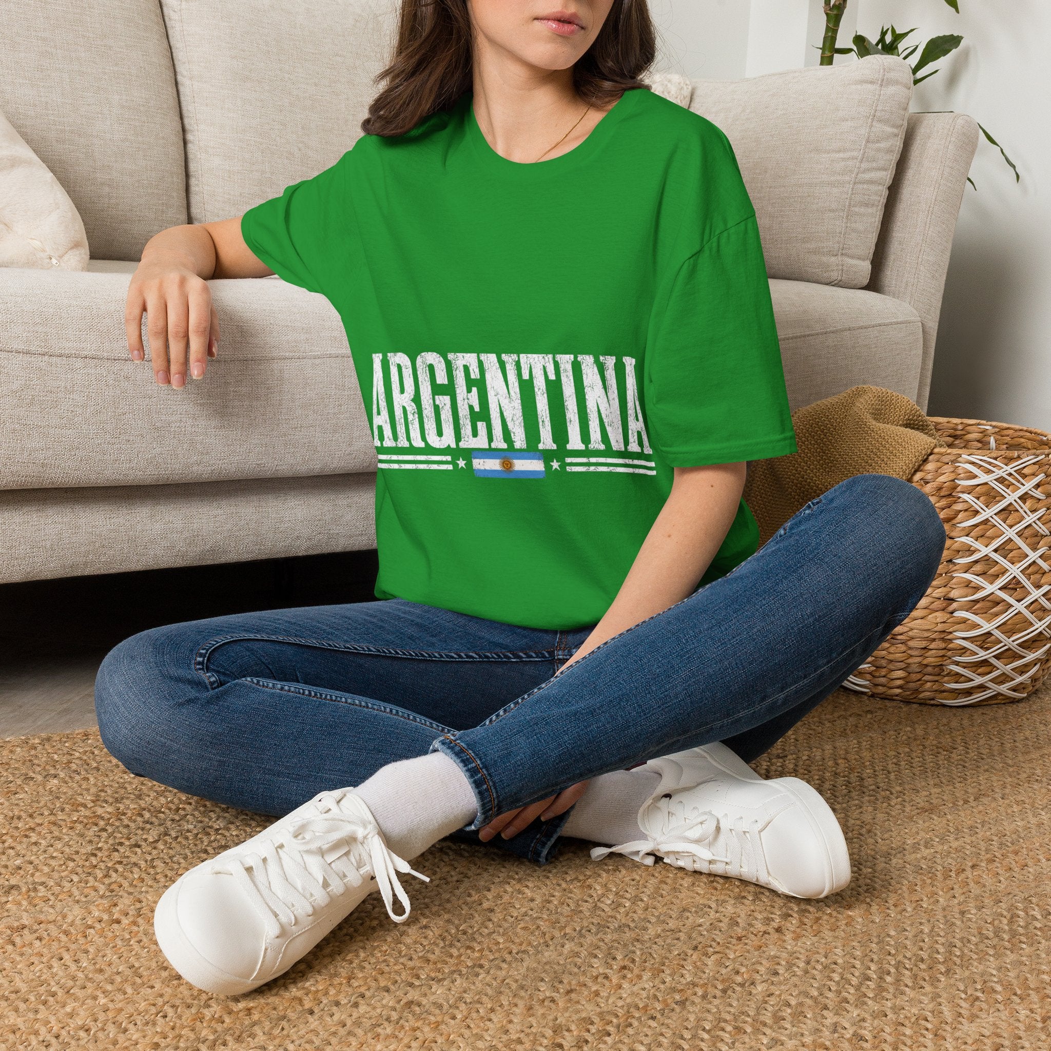 Argentina Graphic T-Shirt — Retro Flag Stripe Football Soccer Tee
