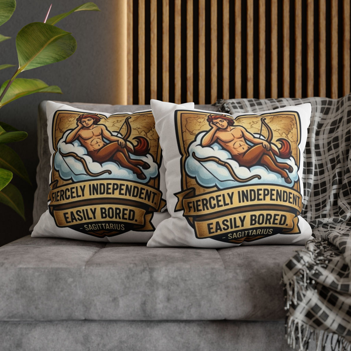 Sagittarius Zodiac Pillowcase – "Fiercely Independent, Easily Bored" Decorative Throw Pillow Cover