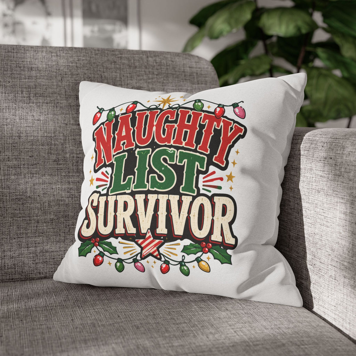 Naughty List Survivor Christmas Pillowcase
