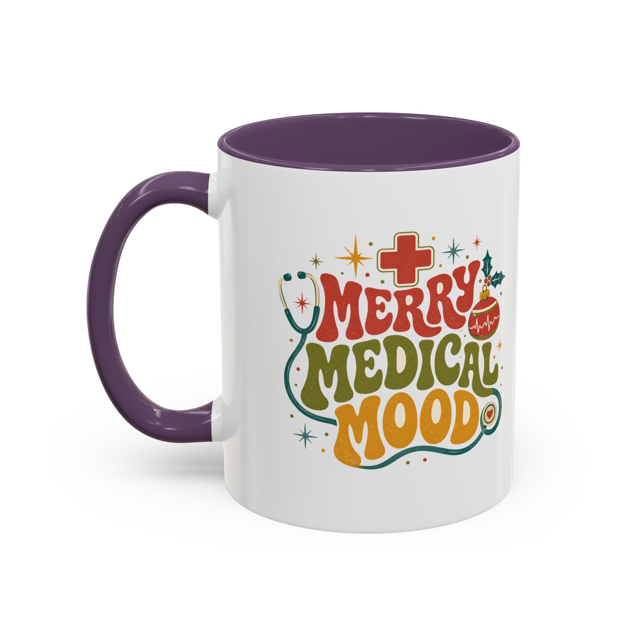 Modern Day Christmas Merry Medical Mood Accent Coffee Mug — Holiday Nurse & Doctor Gift