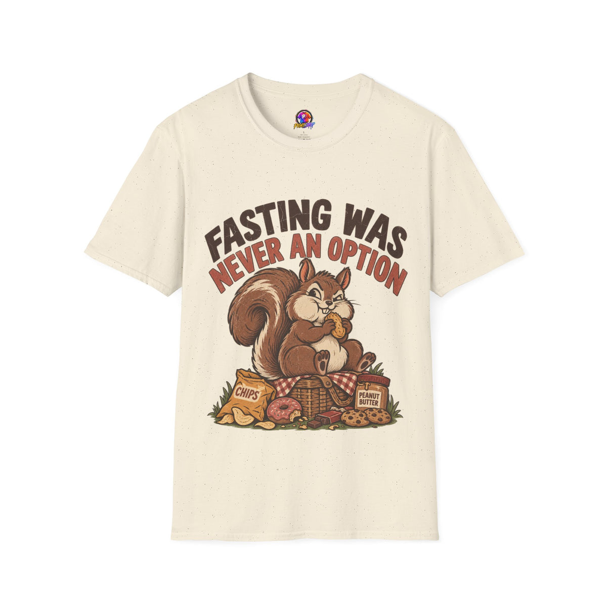 Fasting Was Never an Option T-Shirt — Funny Squirrel Eating Snacks Tee