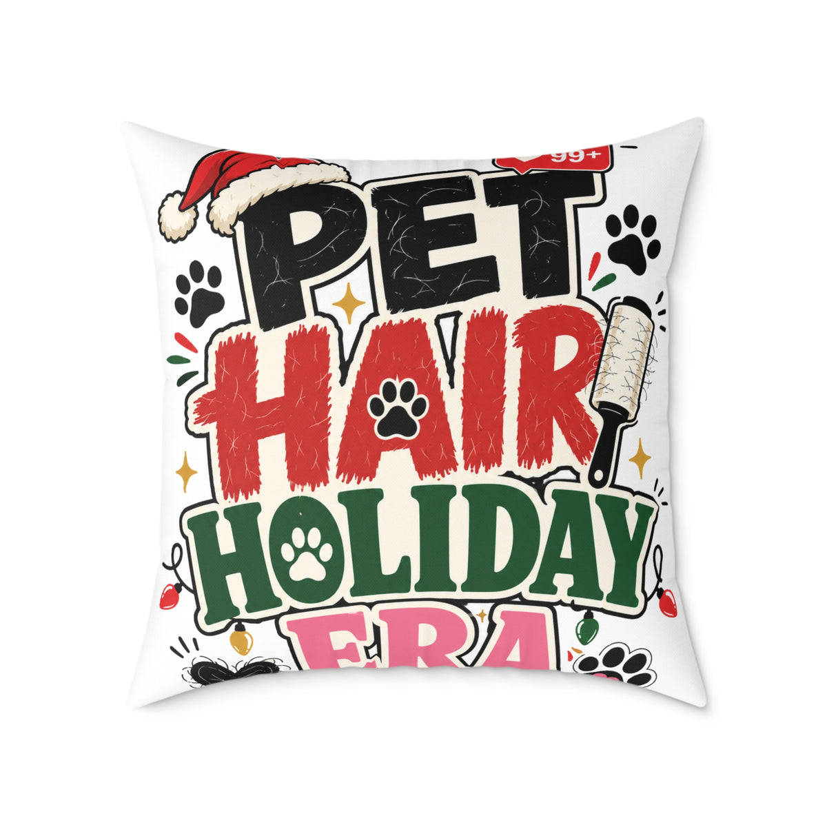 Modern Day Christmas Pet Hair Holiday Pillow