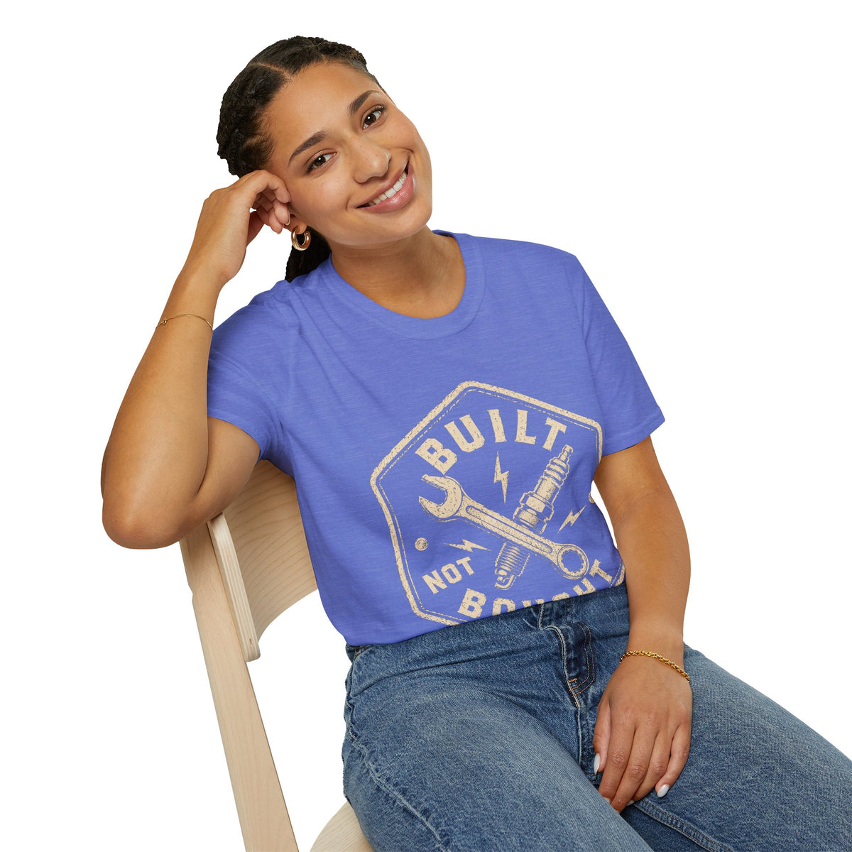 Built Not Bought T-Shirt — Vintage Mechanic Wrench & Spark Plug Tee