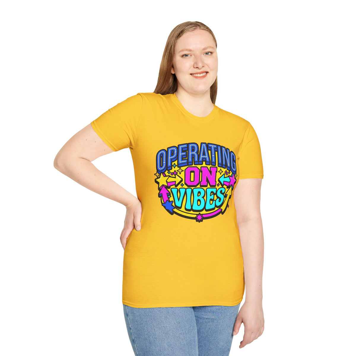 Operating On Good Vibes T-Shirt — Retro Rainbow Positive Energy Tee - Trending Now - August 2026