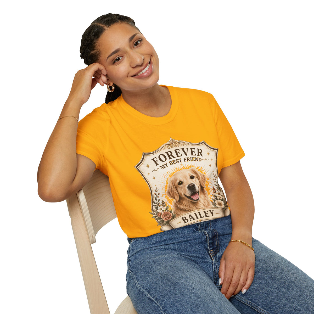 Dog Memorial T-Shirt — "Forever My Best Friend" Personalized Golden Retriever Tribute