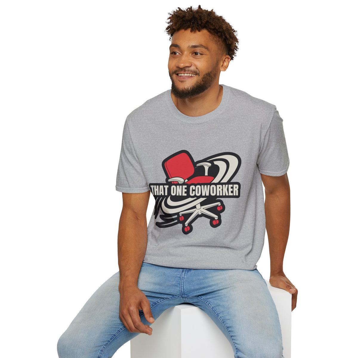 "That One Coworker" Graphic T-Shirt – Funny Office Chair Skateboard Tee - Trending Now - August 2026