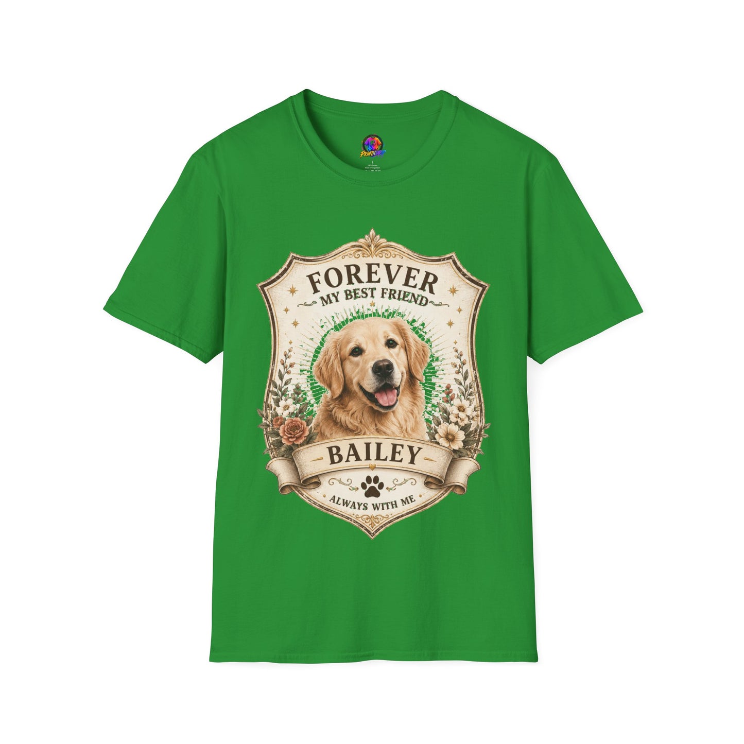 Dog Memorial T-Shirt — "Forever My Best Friend" Personalized Golden Retriever Tribute