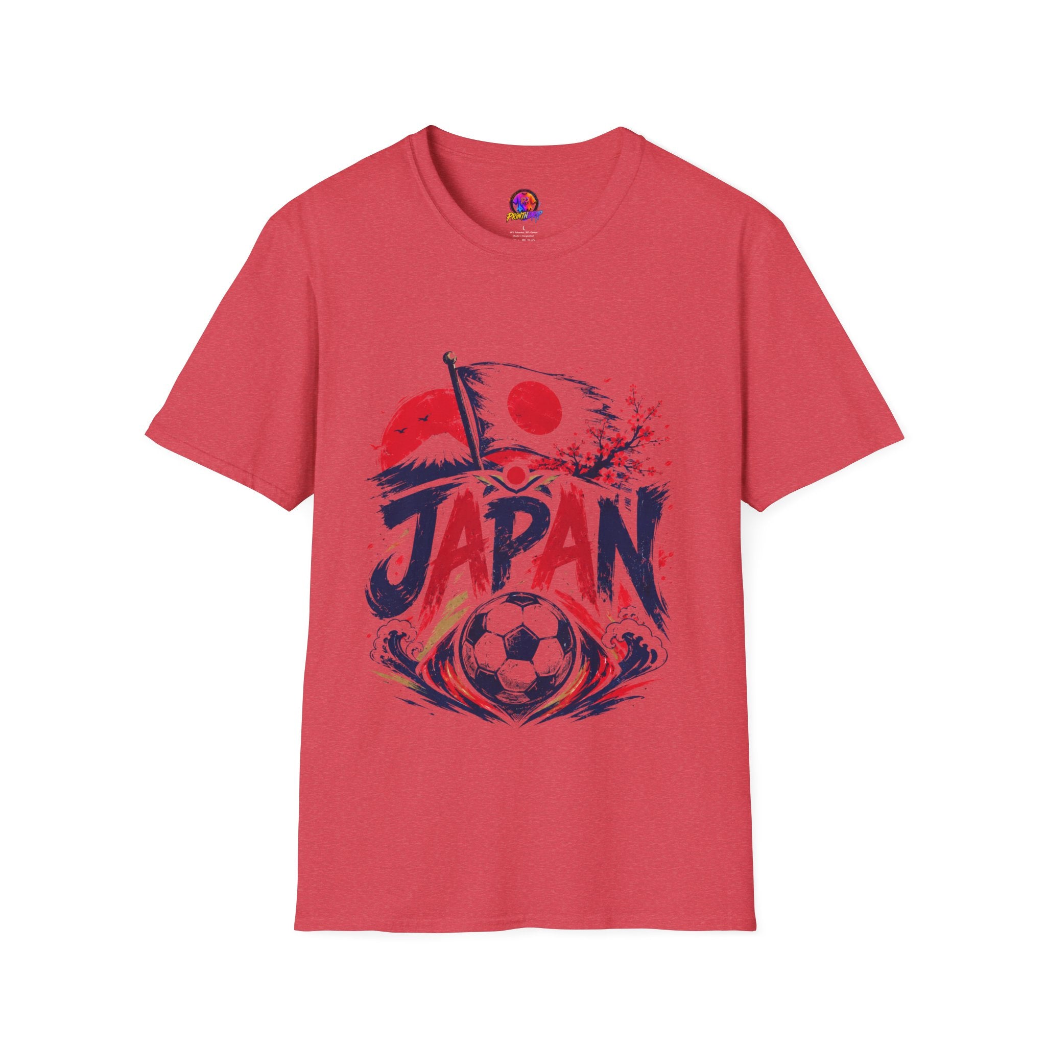 Japan Soccer T-Shirt — Japanese Flag & Cherry Blossom Football Graphic