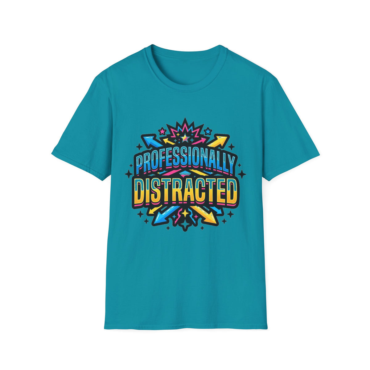 Black T-Shirt with Colorful Carnival 'Unvaccinated' Graphic – Statement Tee for Festivals & Activism - Trending Now - August 2026